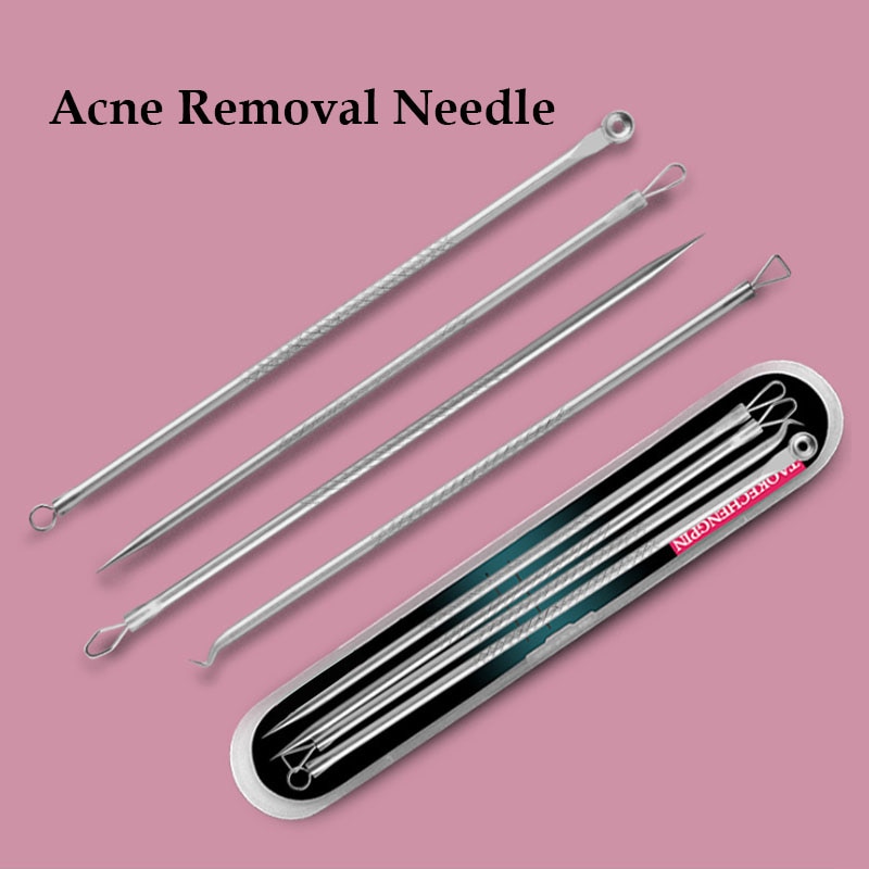 4pcs/Set Acne Removal Needle Stainless Steel Pimple Blackhead Remover Tool Blemish Face Skin Care Beauty Facial Pore Cleaner