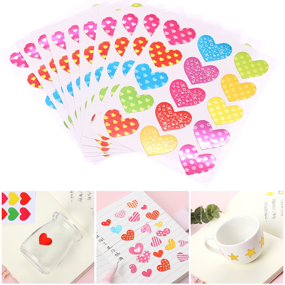 10pcs Many Stars Children's Gold-plated Award Glitter Sticker Mother Teacher Praise Label Award Five-pointed Star Love Sticker