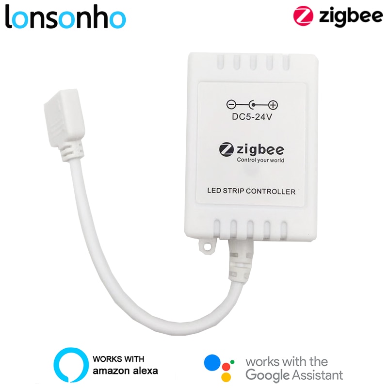 Lonsonho Tuya Zigbee Smart Led Controller RGB RGBCW For Light Strip 5V-24V Compatible ZHA Zigbee2MQTT Tasmota Alexa Google Home