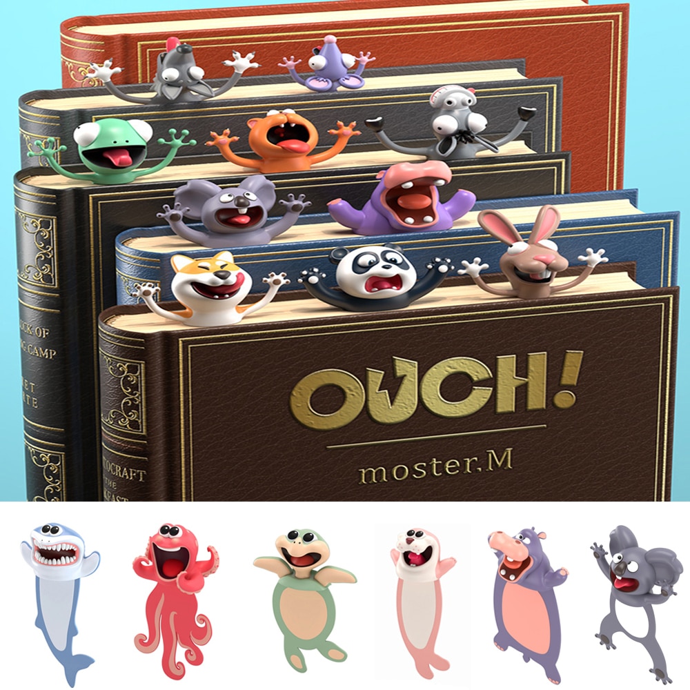 New 3D Cartoon Funny Bookmarks Cute Animal Style Book Markers Stationery PVC Cat Seal Octopus Ocean Series Gift School Supplies