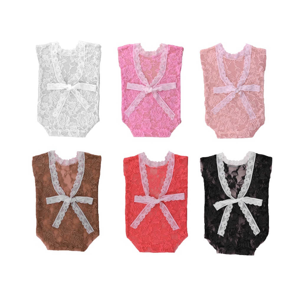 6 Colors Newborn Baby Girl Lace Romper Newborn Photography Props Princess Costumes Hollow Deep V Infant Girls Shower Gift
