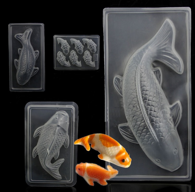 3D Plastic Koi Cake Fish Chocolate Mould Pudding Steam Cake DIY Soap Handmade Sugarcraft Mold Baking Decoration Tools