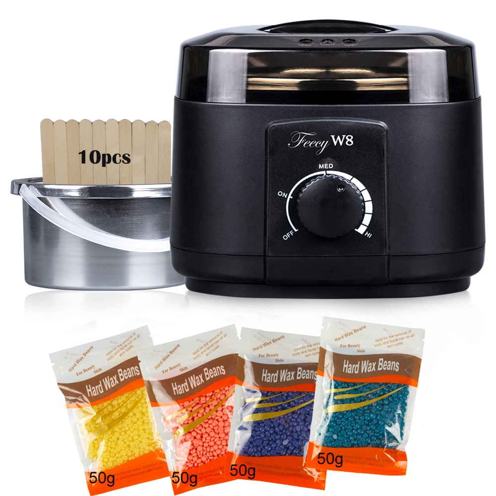 Wax Warmer Heater Machine Set Hair Removal Waxing Kit Hard Hot Film Wax Beans Depilatory Paraffin Stripless Wax Beads Sticks