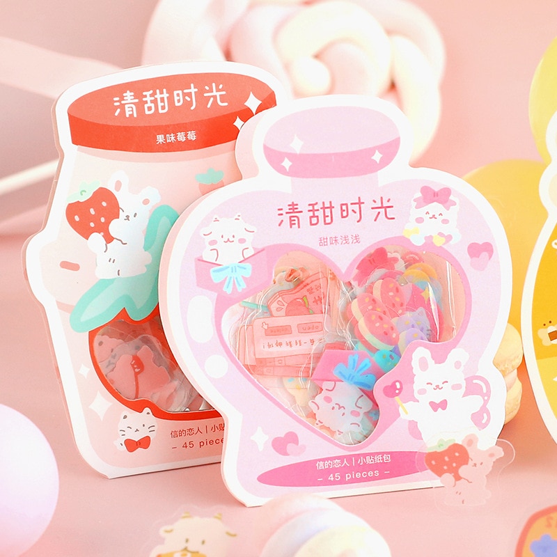 45 pcs/lot Sweet Time Series Decorative Stationery Planner Fruit flower Stickers Scrapbooking DIY Diary Album Stick Lable