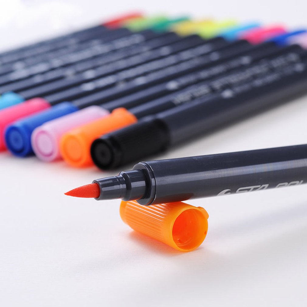 1pcs Water-Based Marker Soft Head Double Head Watercolor Paint Pen Color Pen Hand-Painted Set Writing Brush