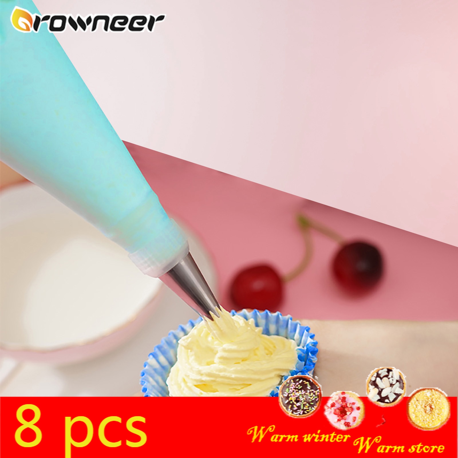 8 Pcs Baking Bag Nozzle Set Stainless Steel Fondant Icing Cream Tips DIY Silk Flower Pastry Tool Hand Colorful Cake Decoration