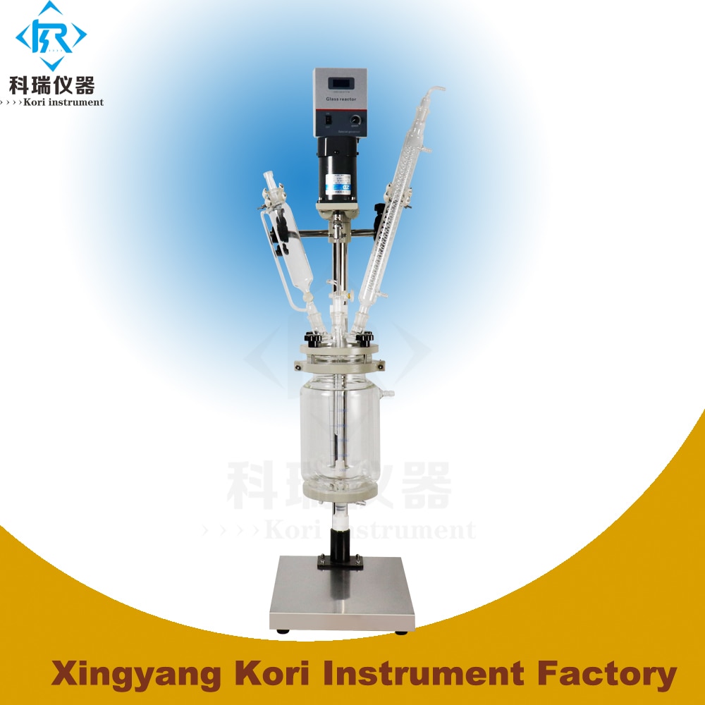 SF-3L pharma reactor lab scale stirrer / vacuum jacketed glass reactor with jacket volume for heating cooling system circulation