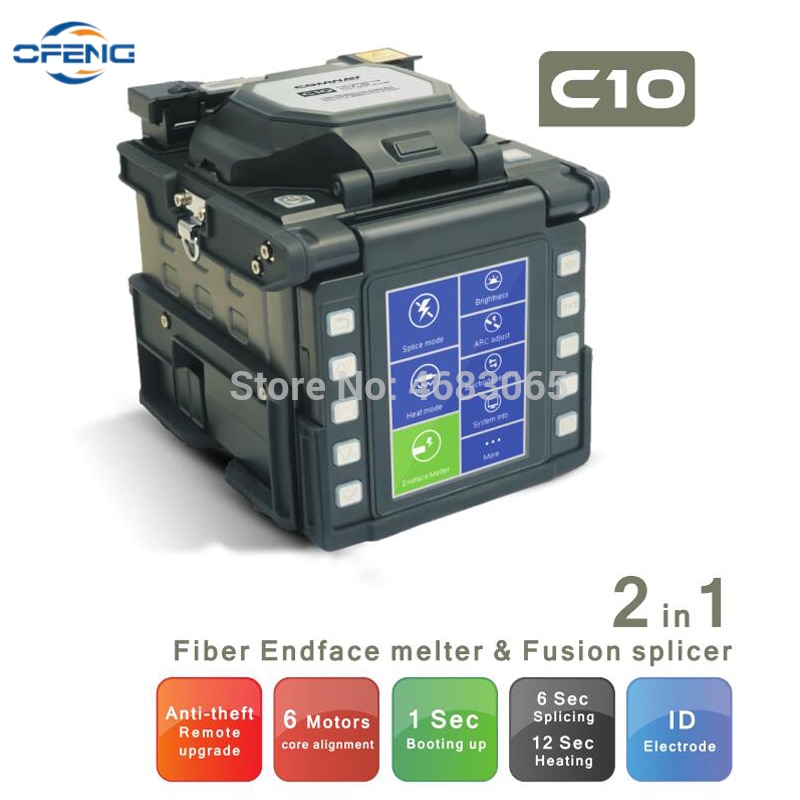 Free Shipping Comway C10 ARC Multi-language function Fiber Optical Fusion Splicer 6 motors Core to Core Alignment fusion splicer
