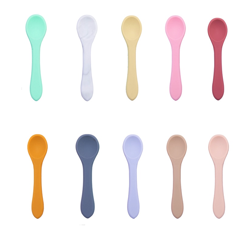 Baby Soft Silicone Spoon Feeding Set Kid Dishes Toddlers Infant Feeding Accessories Spoon Silicone Tableware Children's Goods