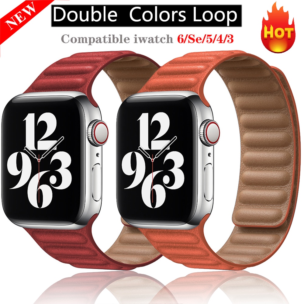 For Apple Watch SE 6 5 4 Leather Loop Bands Strap Watchband Breathable Bracelet for IWatch Series 6 5 4 3 40 44mm 38mm 40mm 42mm