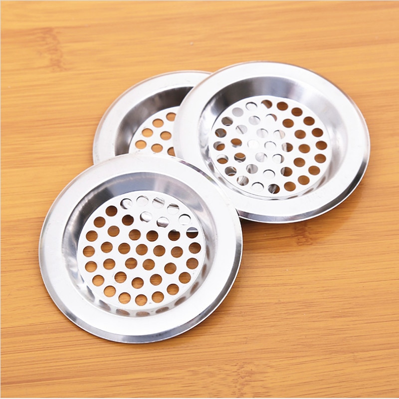Stainless Steel Floor Drain Household Kitchen Flat Piece Anti-blocking Filter Net Bathroom Sink Leaking Floor Drain Hair Catcher