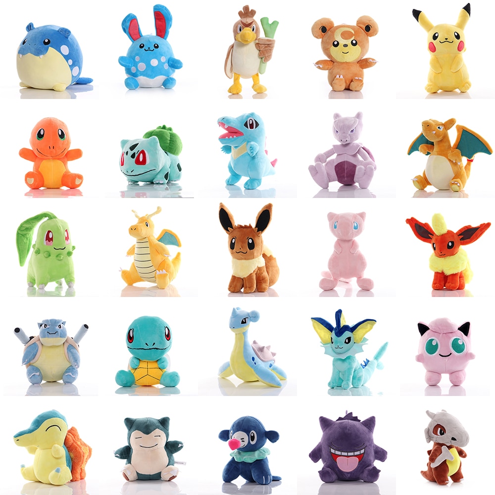 Pikachued Charmander Squirtle Bulbasaur plush toys Eevee Snorlax Jigglypuff Lapras Claw machine doll Christmas gifts for kids