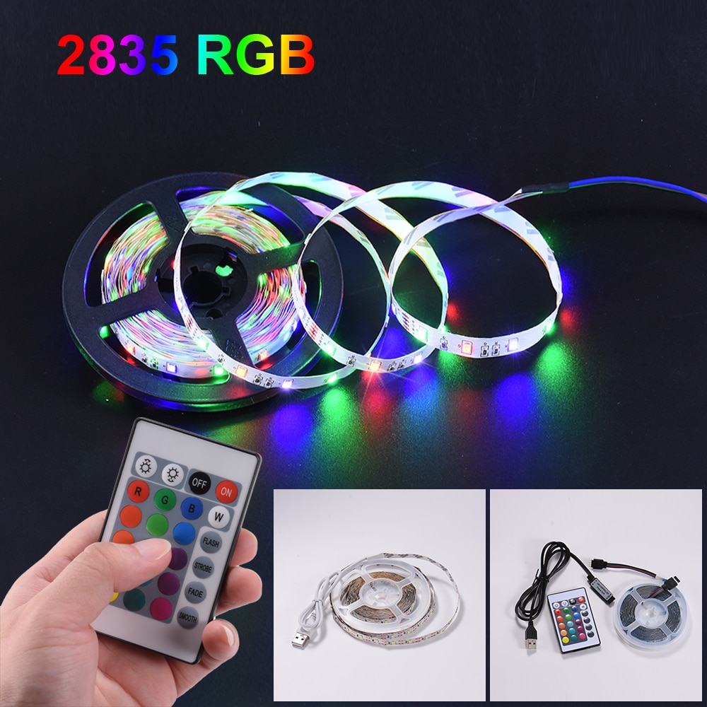 LED Strip Light USB 2835SMD DC5V Flexible LED Lamp Tape Ribbon RGB 0.5M 1M 2M 3M 4M 5M TV Desktop Screen BackLight Diode Tape