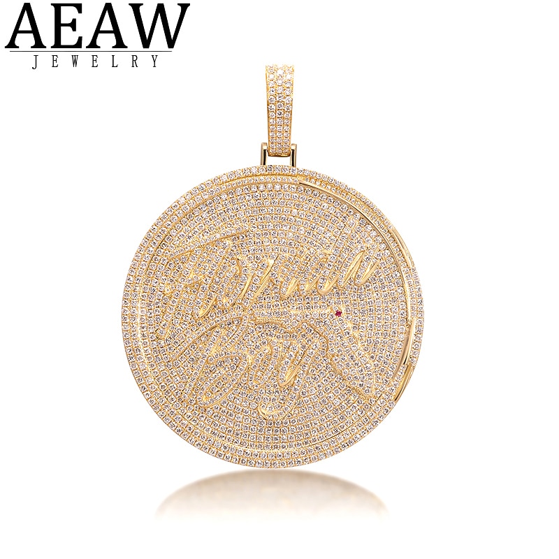 AEAW Custom hiphopjewelry rapper jewelry Circle moissanite pendant solid 10K white gold or s925 silver about 7.4ctw