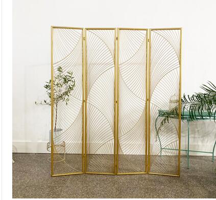 Luxury gold wrought iron screen home decoration partition folding mobile folding screen creative minimalist design Nordic