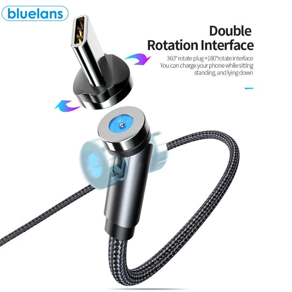540 Degree Rotating Magnetic Micro USB Type-c QC3.0 Mobile Phone Fast Lightning Charging Cable For Android Smart Phones