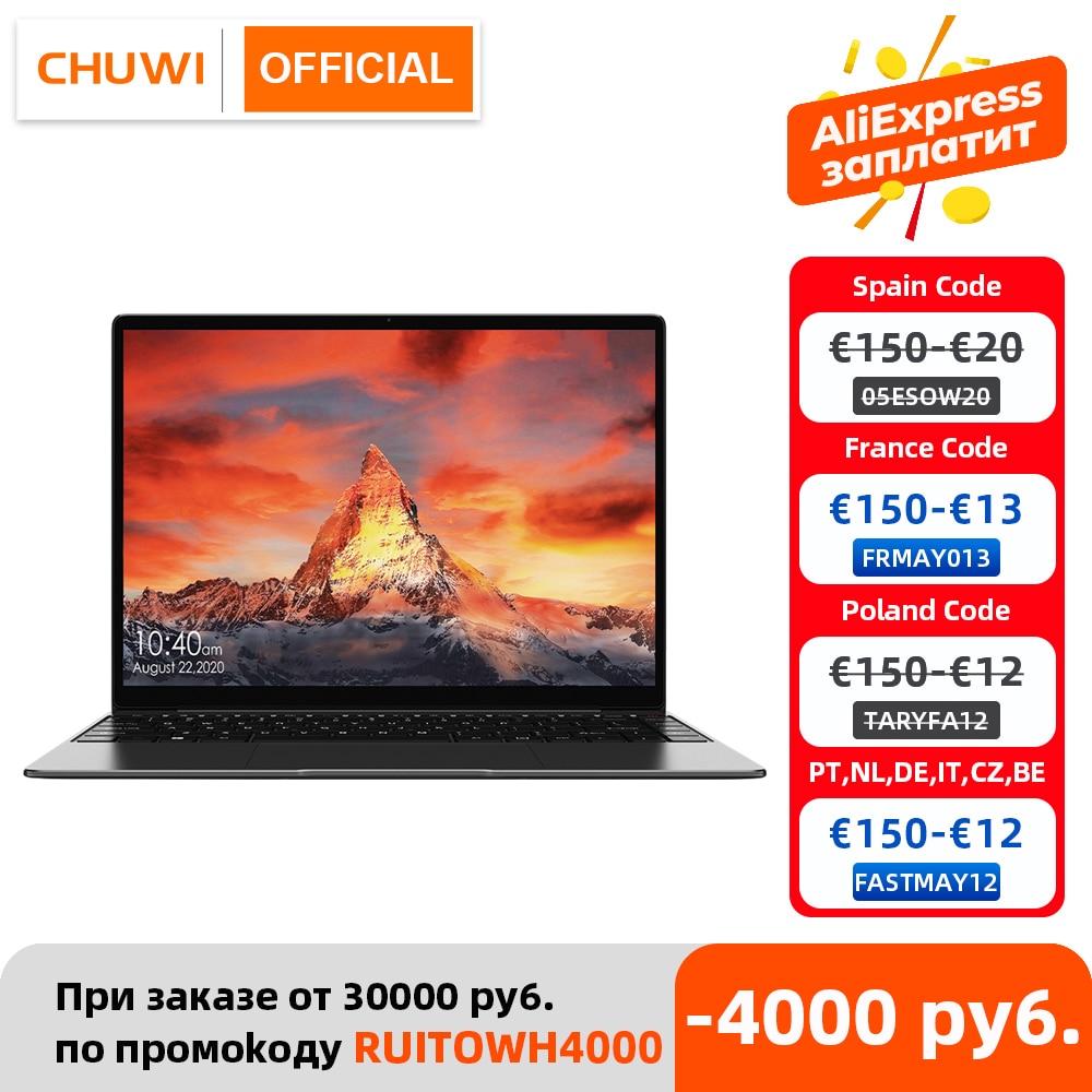 CHUWI GemiBook Pro 14 inch 2K Screen Laptop 12GB RAM 256GB SSD Intel Celeron Quad Core Windows 10 Computer with Backlit Keyboard
