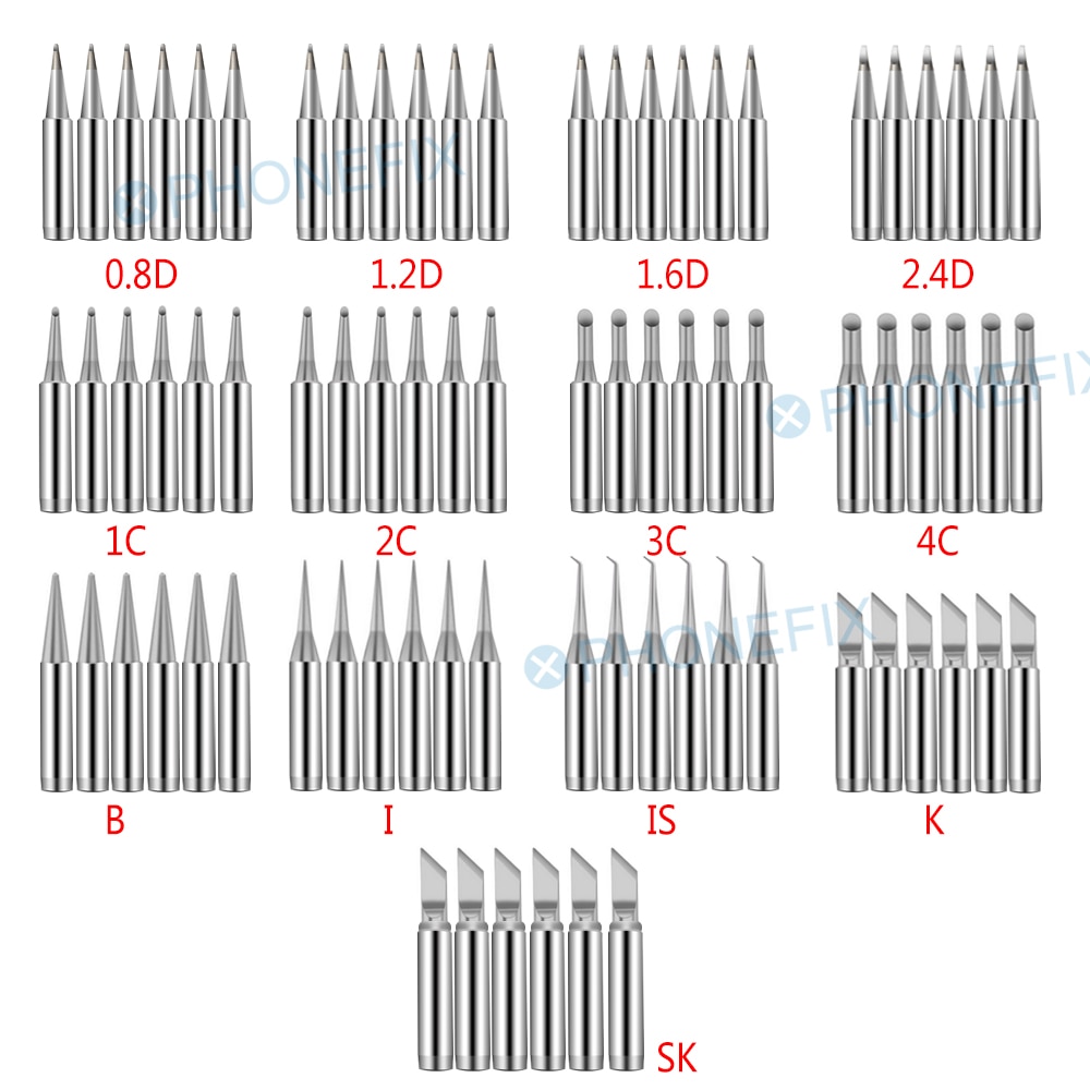 13 kinds 900M Series Soldering Iron Pure Copper 900M T Welding Iron Head Set Inside Hot Bare Copper Electric Soldering Iron Tip