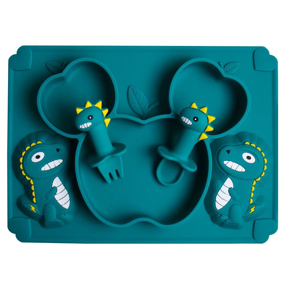 Silicone Bowl for Baby Feeding Teether Baby Toys 0-12 Months Dinosaur Cartoon Feeding Set Baby Tableware Baby Plate 3pc/Set