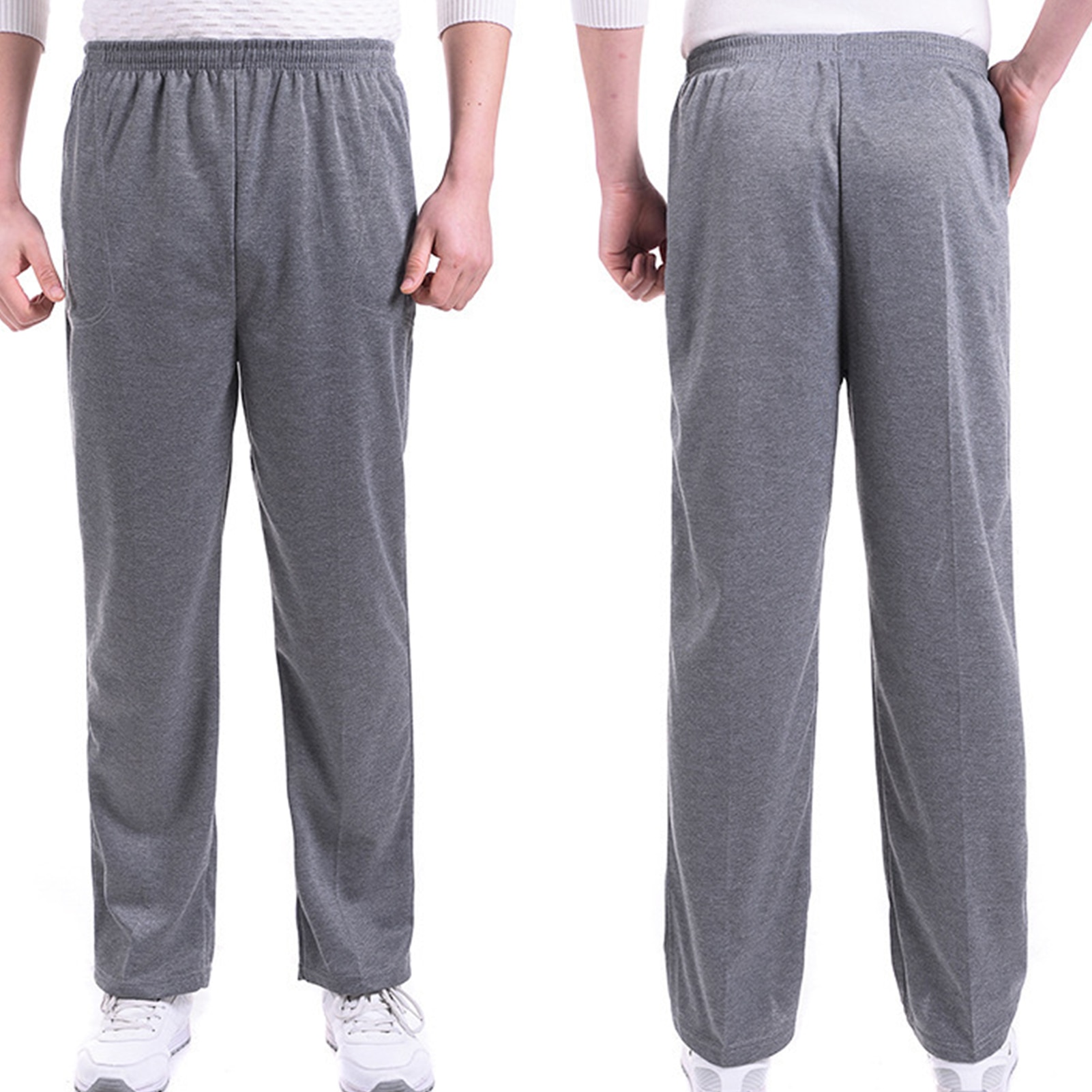 Men Solid Color Pocket Loose Harem Pants Running Yoga Sports Sweatpants Trousers