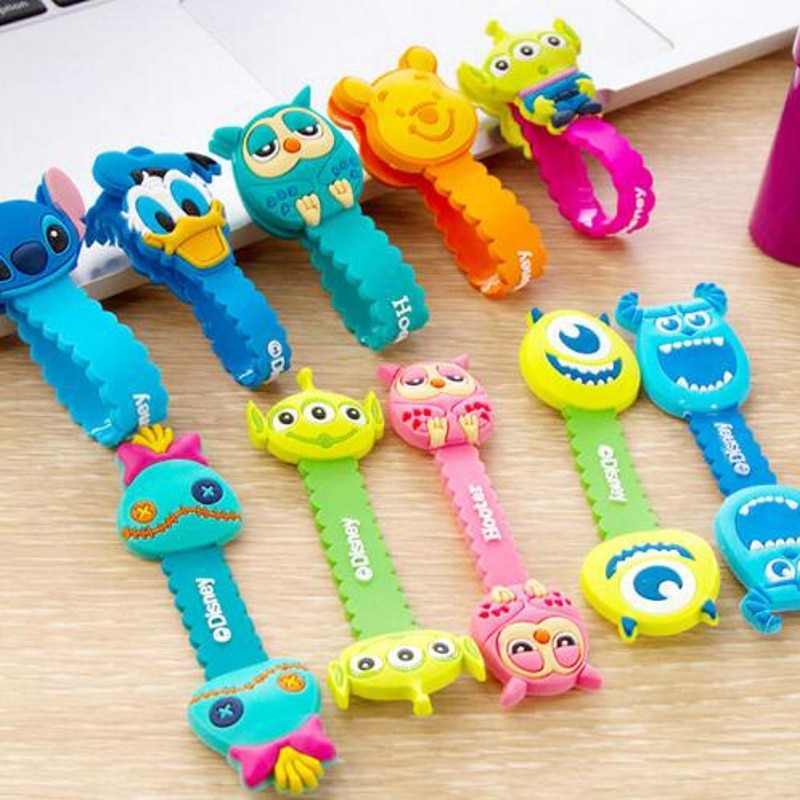 1pcs Cute Cartoon Kawaii Mobile Phone USB Cable Fastener Button Organizer Wire headset Holder line Winder bag clip decro
