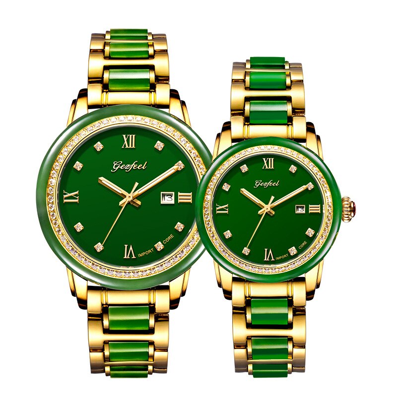 NEW LADIES GREEN JADE BRACELET MECHANICAL MEN'S WATCH CALENDAR DISPLAY FUNCTION AND IDENTIFICATION CERTIFICATE WOMAN WRISTWATCH