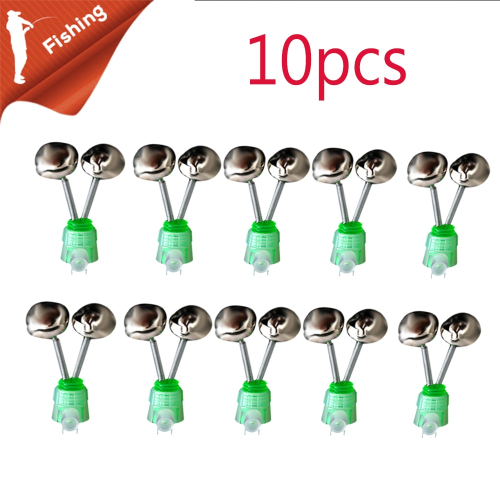 10Pcs/Set Twin Spiral Bells Fishing Bite Alarms Outdoor Night Carp Fishing Rod Tip Clips Tool Accessories peche