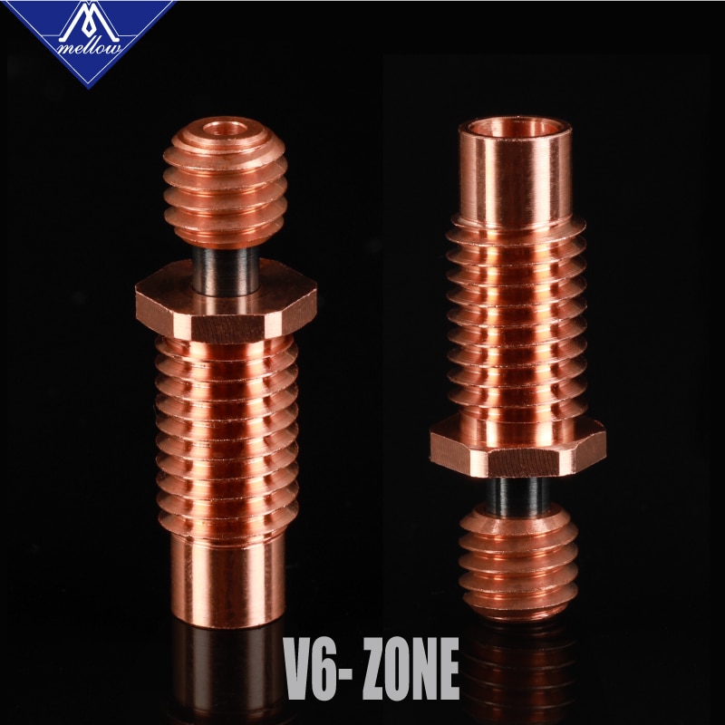Mellow NF V6-Zone Heat Break Copper & Aerospace Materials 3D Printer Nozzle Throat For 1.75mm E3D V6 HOTEND Heater Block