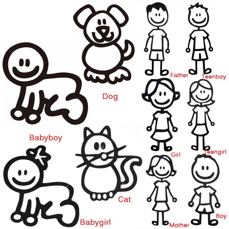 Hot sale 1PC Viny Decal Car Stick Figure DIY Adhesive Window Car Stickers Custom Family Member Waterproof Auto Sticker
