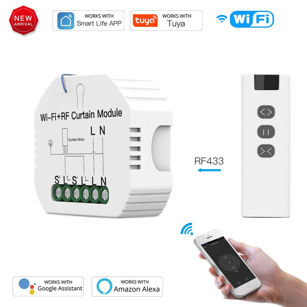 WiFi RF Smart Curtain Blinds Module Switch Roller Shutter Motor Tuya Wireless Remote Control,Voice Control Schedule Timer