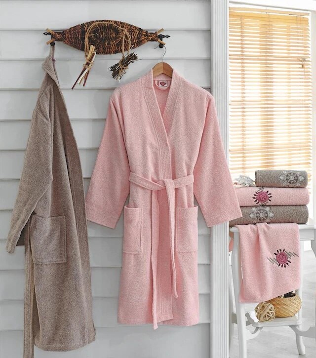 Cotton Box Embroidered Family Robe Set-Powder Beige 405636821