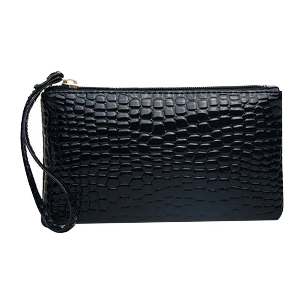 Fashion Crocodile Pattern Women Wallet Purse Card Phone Holder Leather Makeup Bag Large Capacity Clutch Handbag Standard Wallet
