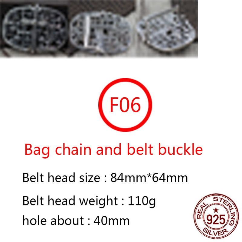 F06 S925 sterling silver belt buckle personality fashion punk hip-hop style high-end jewelry cross letter shape