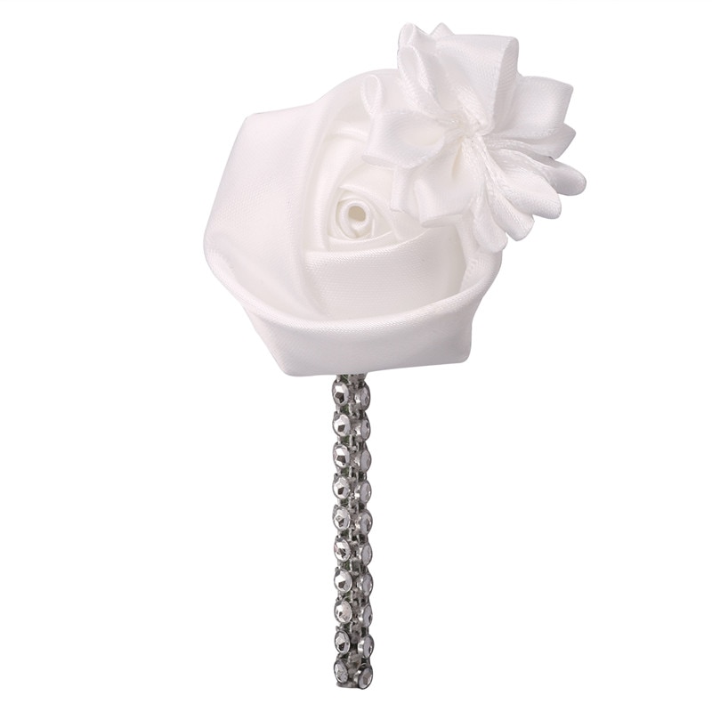 Simple Groom Boutonniere Groomsmen Wedding Rose Brooch Lapel Pin Men Suit Prom Silk Ribbon Ceremony Flower Marriage XH109