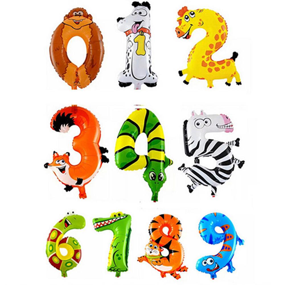 Cute Animal Number Foil Balloons Kids Party Birthday Wedding Decor Ballon Gift