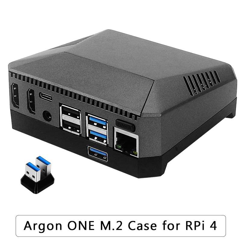 Argon One M.2 Aluminum Case for Raspberry Pi 4 Model B with M.2 SSD Expansion Slot GPIO Cover Cooling Fan for Raspberry Pi 4