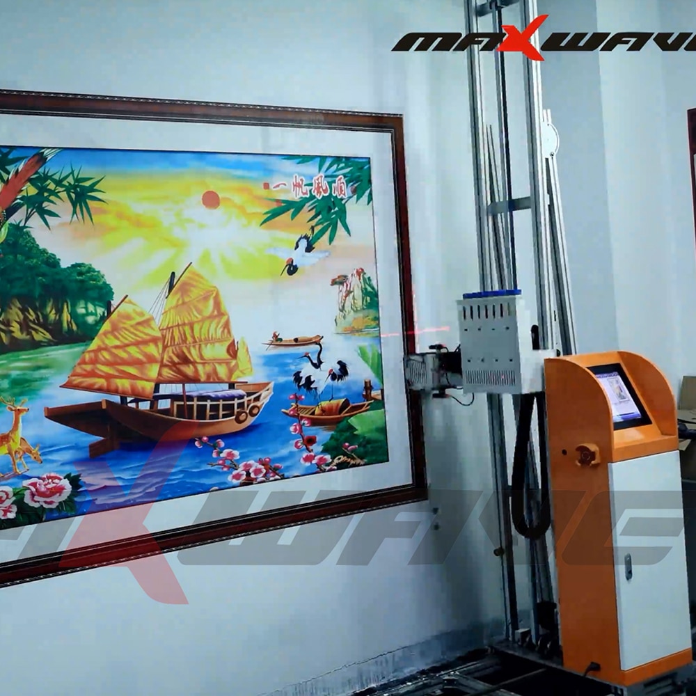 Maxwave factory Hot Sale 3D CMYKW Vertical UV Wall Printer Direct To Wall Painting/Printing Machine with TX800/DX7 double head