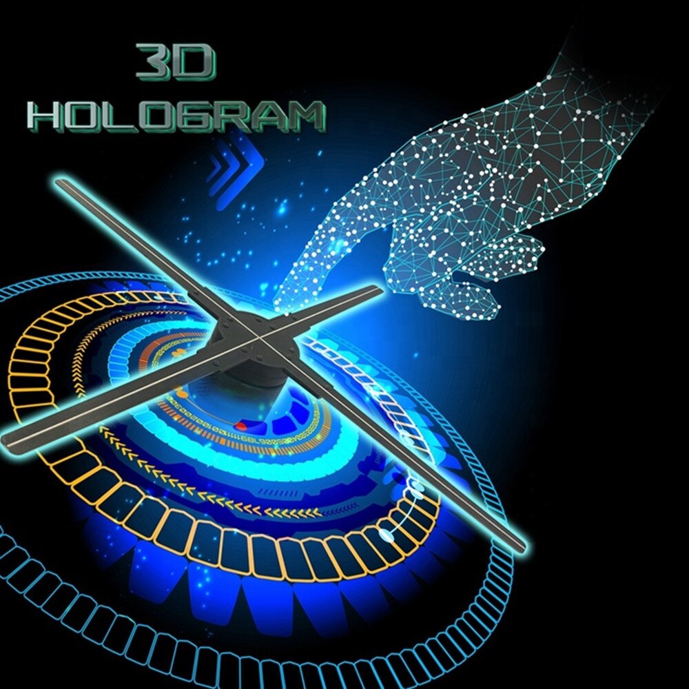 3D Hologram Advertising LED Fan 100cmHR Led Light Naked Air Hang Holographic 3D Projector 1406pcs WIFI Bluetooth Audio Cloud APP