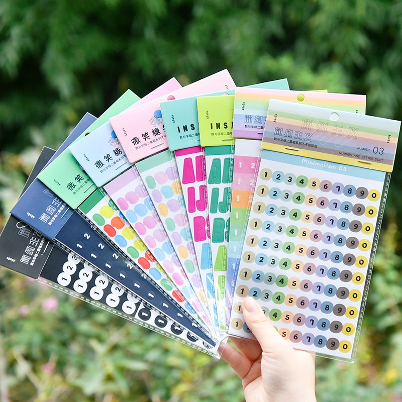 Mohamm 2 Sheets Numbers Letter Stickers Scrapbooking Paper Stationary School Supplies