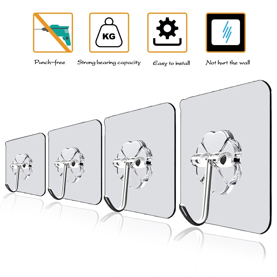 20/10 Pcs Hooks Transparent Strong Self Adhesive Door Wall Hangers Hooks Suction Heavy Load Rack Cup Sucker for Kitchen Bathroom