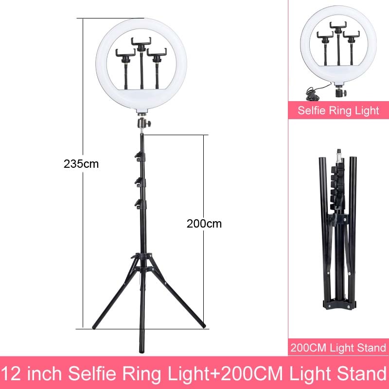 Gift 6 8 10 12 Inch Dimmable LED Selfie Ring Light with Stand 160cm Lamp Photography Ringlight Phone Studio Desktop