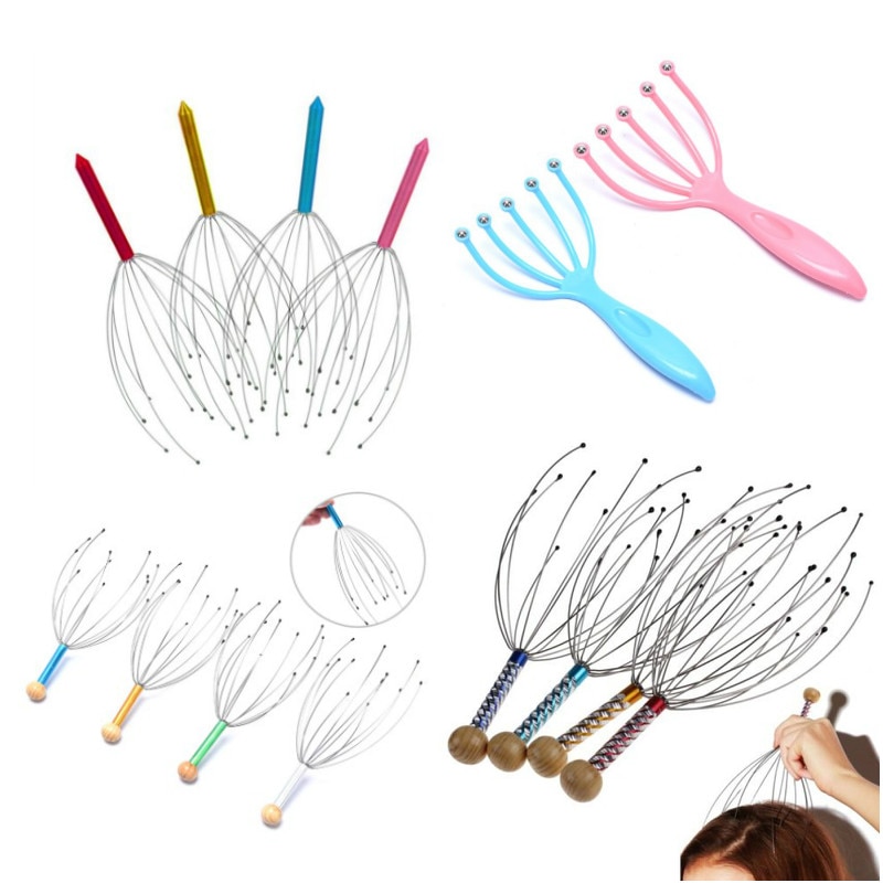 1PC Octopus Head Scalp Relaxation Massage Pain Relief Body Massager Stress Release Relaxing Claw Metal Massager Device Unisex