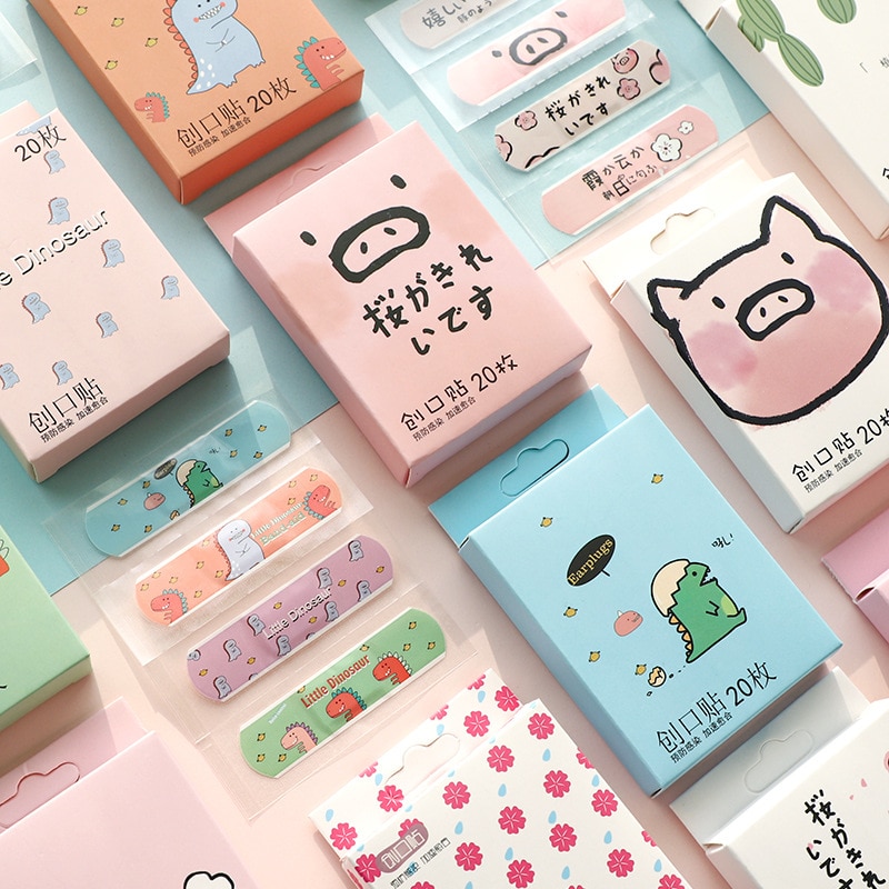 20pcs/box Breathable Cute Cartoon Band Aid Hemostasis Adhesive Bandages Outdoor Portable First Aid Emergency for Kids Children