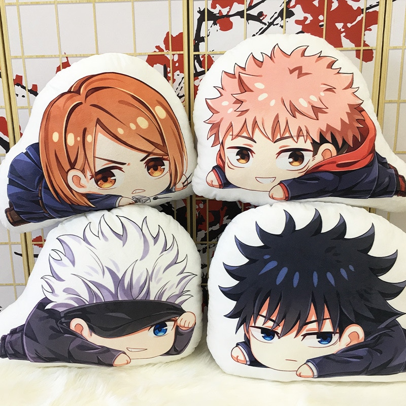 1 PCS Anime Jujutsu Kaisen Cosplay Pillow Soft Plush Yuji Itadori Costume Double Side Printed Doll Cushion 33x45cm