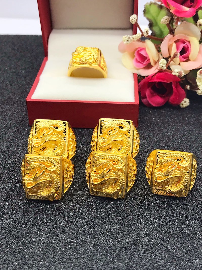 HX 24K Pure Gold Ring Real AU 999 Solid Gold Rings Elegant Shiny Heart Beautiful Upscale Trendy Jewelry Hot Sell New 2020