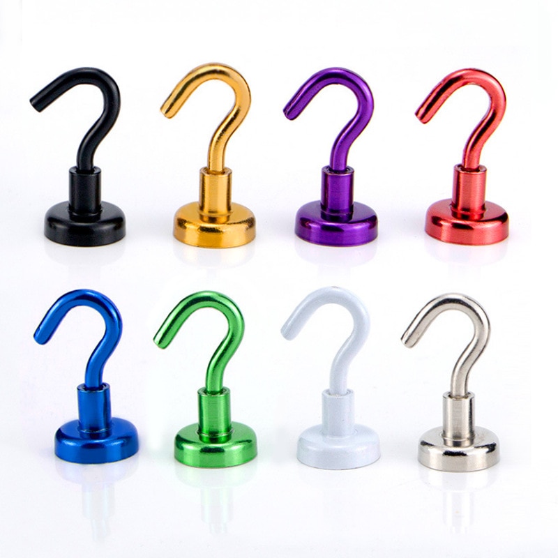 2Pcs Magnetic Hook Strong Hook Magnet Bracket Wall Suction Hook Bracket Support Hardware Magnetic Tool Multicolor