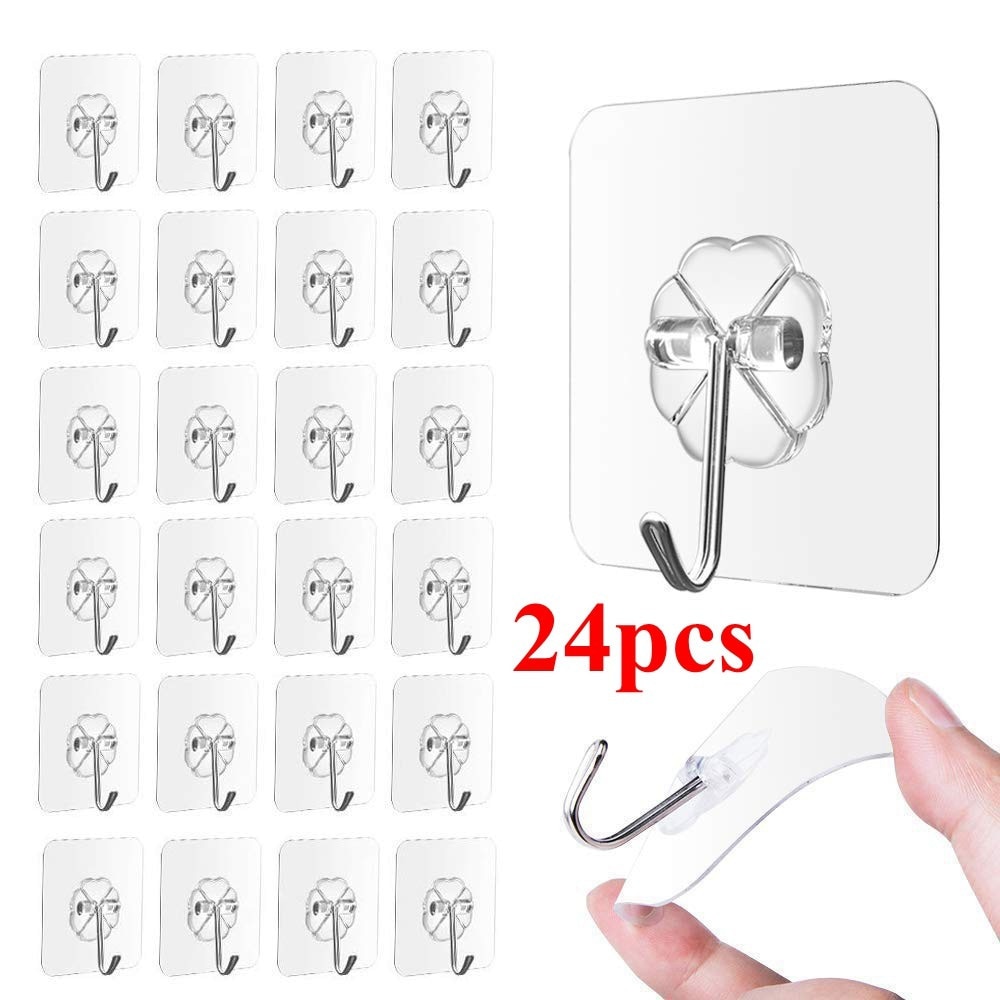 24pcs Transparent Suction Cup Hooks Seamless Sucker Hanger For Kitchen Bathroom Multifunction Strong Organizer Drop Shipping
