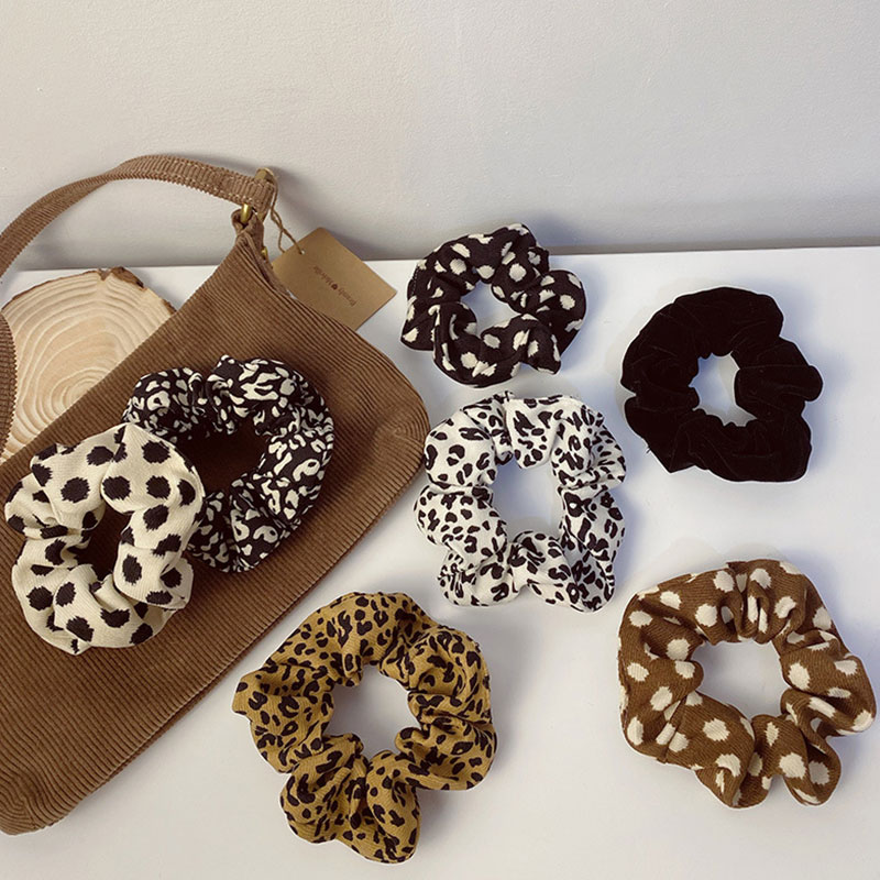 Zebra Pattern Hair Rope elegent Elastic Hair Bands Corduroy Scrunchies Polka Dot Hair Tie Leopard Ponytail Hair Accessories