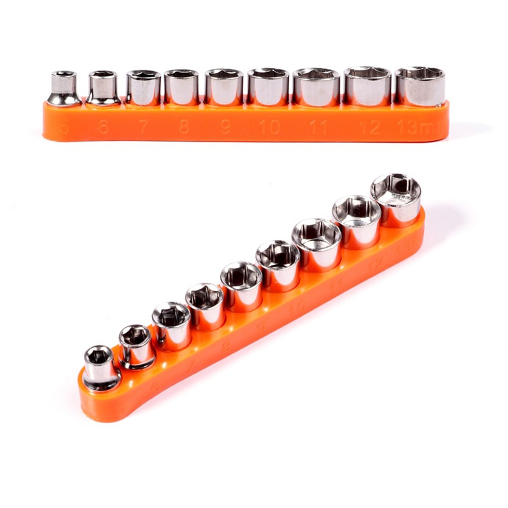 9pcs 1/4 inch Drive 5-13mm Hex Bit Metric Socket Wrench Head Set Sleeve Wrench Adapter Auto Repair Hand Tool Nut Removal New
