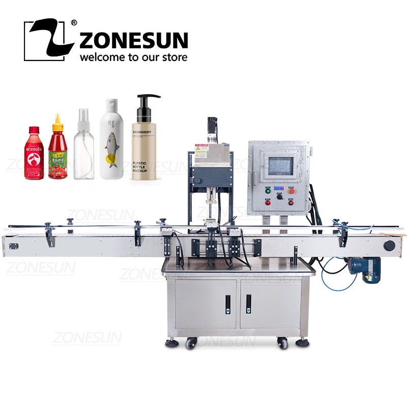 ZONESUN VTCM1 Automatic Desktop Liquid Soap Shampoo Plastic Glass Bottle Duckbill Screw Cover Capping Commercial Packing Machine